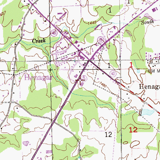 Topographic Map of Henegar Volunteer Fire Department, AL