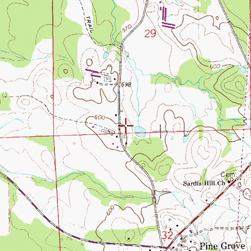 Topographic Map of Mount Weisner Volunteer Fire Department, AL