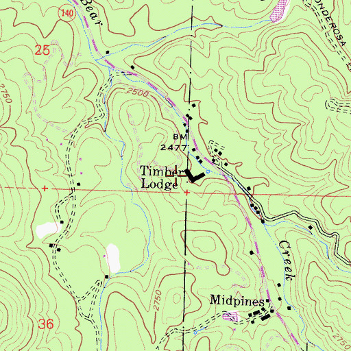 Topographic Map of Timber Lodge, CA