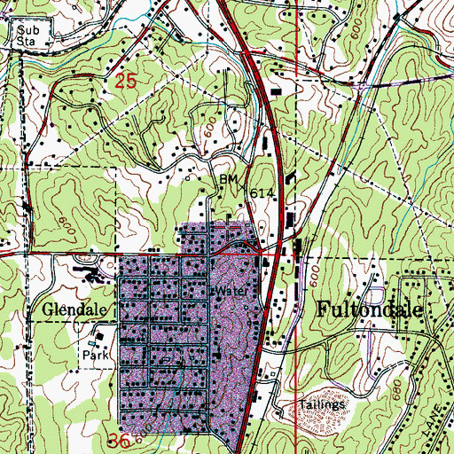 Topographic Map of Fultondale Volunteer Fire and Rescue Service, AL
