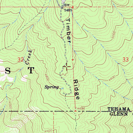 Topographic Map of Timber Ridge, CA