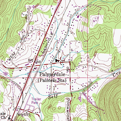 Topographic Map of Palmerdale Fire District, AL