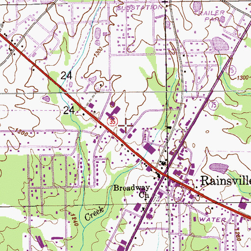 Topographic Map of Rainsville Volunteer Fire Department, AL