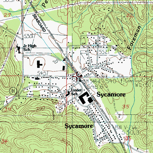 Topographic Map of Sycamore Volunteer Fire Department, AL