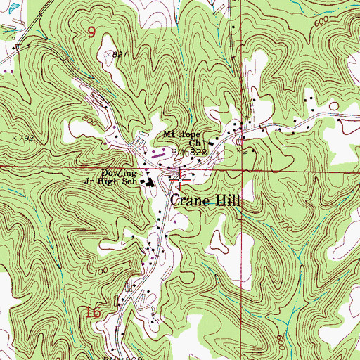 Topographic Map of Crane Hill Volunteer Fire Department Station 1, AL