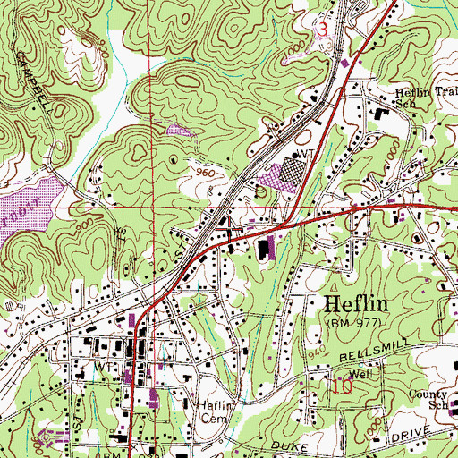 Topographic Map of Heflin Fire Department, AL