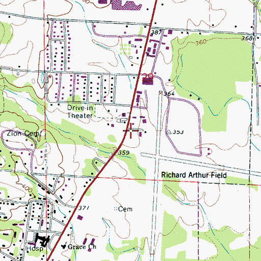 Topographic Map of Fayette Fire Department Station 2, AL