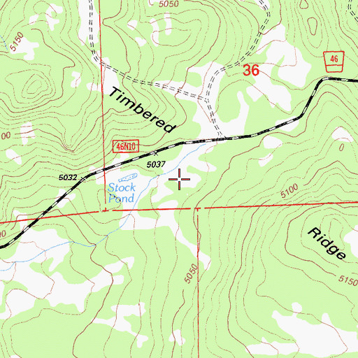 Topographic Map of Timbered Ridge, CA