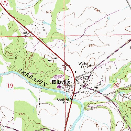 Topographic Map of Ellisville Volunteer Fire Department, AL