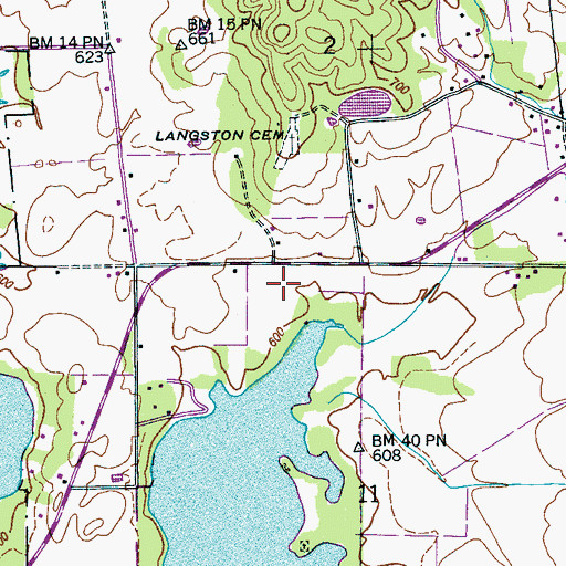 Topographic Map of Langston Volunteer Fire Department, AL