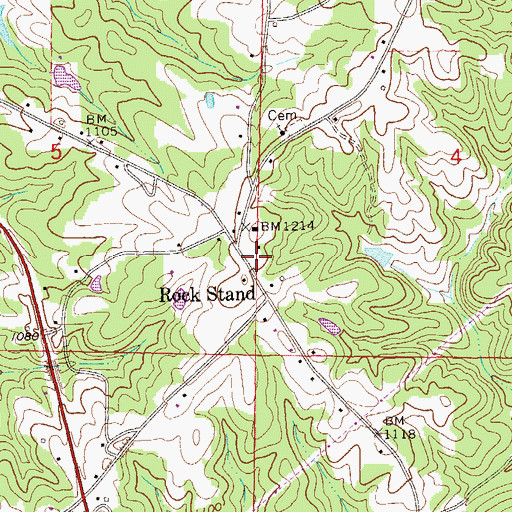 Topographic Map of Rock Stand Volunteer Fire Department, AL