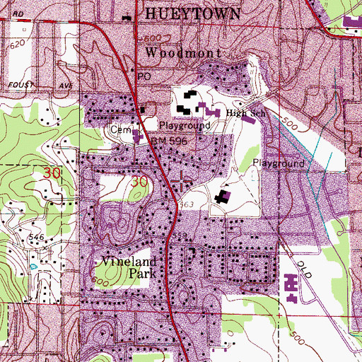 Topographic Map of Hueytown Fire and Rescue Station 1, AL