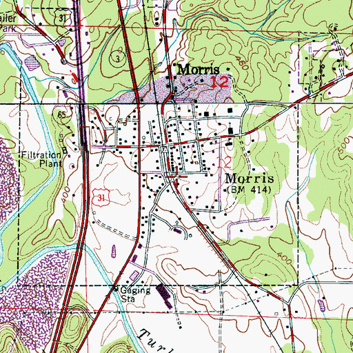 Topographic Map of Morris Fire Department, AL