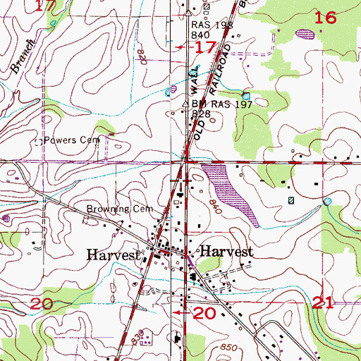 Topographic Map of Harvest Volunteer Fire Department Station 1, AL