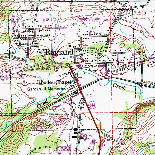 Topographic Map of Ragland Volunteer Fire Department and Ragland Rescue Service, AL
