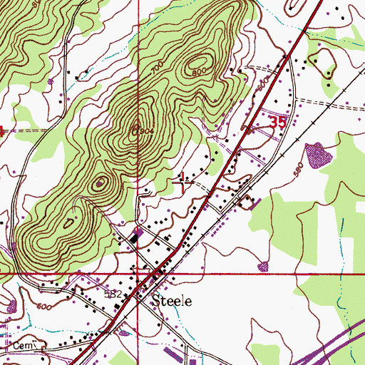 Topographic Map of Steele Fire Department, AL