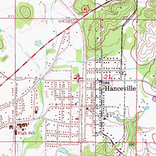 Topographic Map of Hanceville Fire and Rescue Station 3, AL