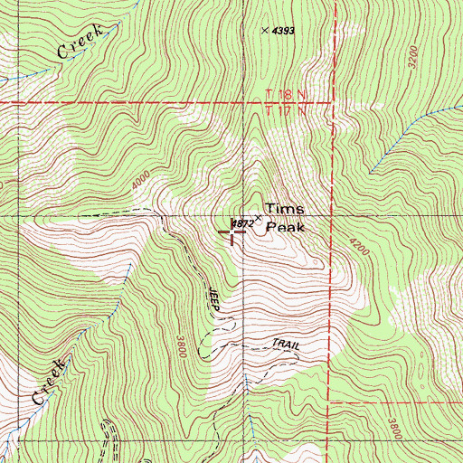 Topographic Map of Tims Peak, CA