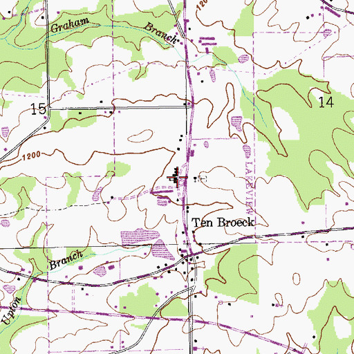 Topographic Map of Tenbroeck Volunteer Fire Department, AL