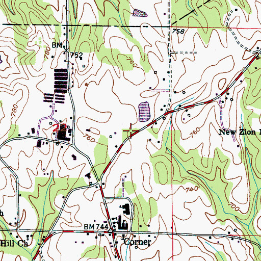 Topographic Map of Corner Volunteer Fire and Rescue Service Station 1, AL