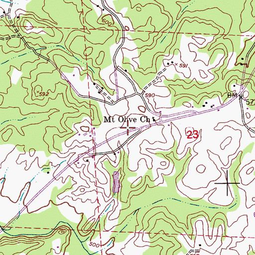 Topographic Map of Mount Olive Volunteer Fire Department, AL