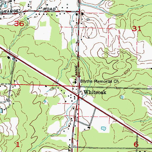 Topographic Map of White Oak Volunteer Fire Department, AL