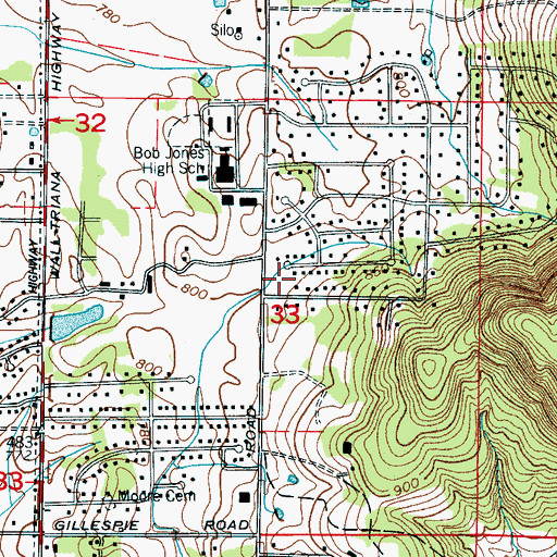 Topographic Map of Madison Fire and Rescue Station 2, AL