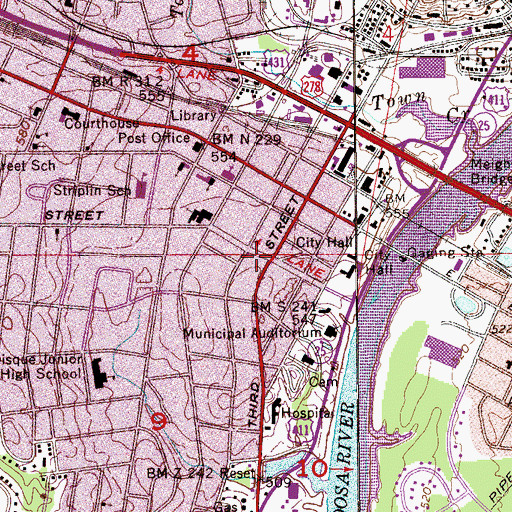 Topographic Map of Gadsden Fire Department Station 1, AL