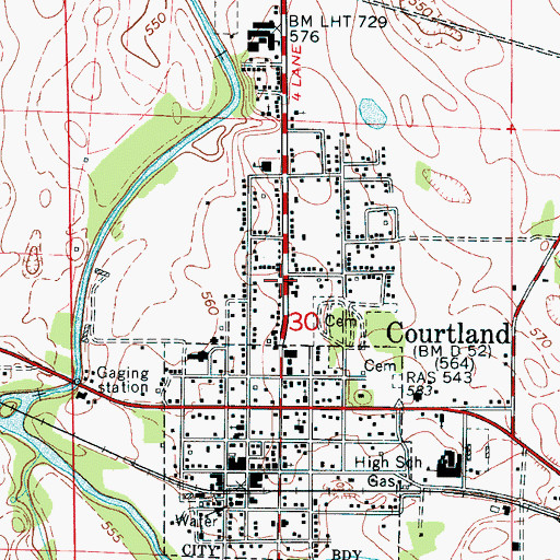 Topographic Map of North Courtland Volunteer Fire Department, AL