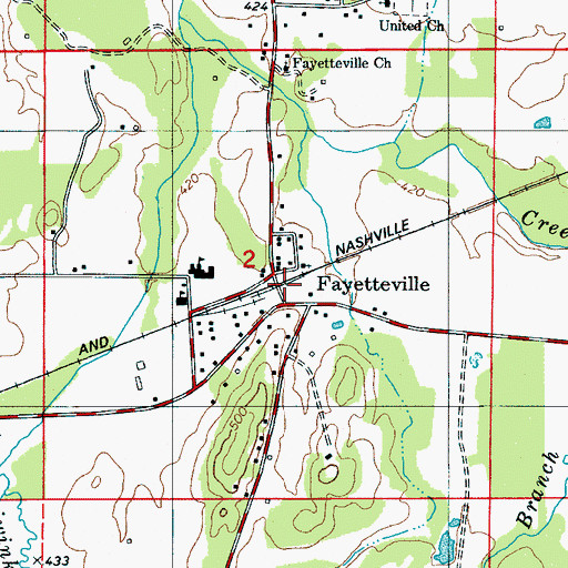 Topographic Map of Fayetteville Volunteer Fire Department, AL
