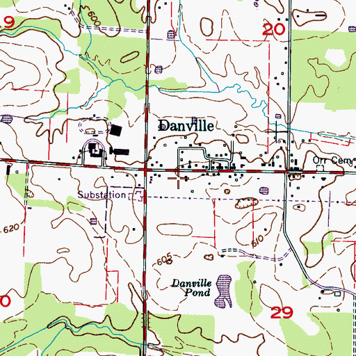 Topographic Map of Danville Volunteer Fire Department Station 1, AL