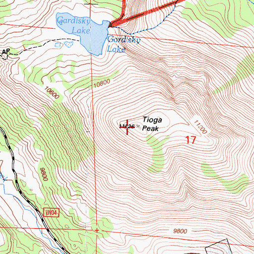Topographic Map of Tioga Peak, CA