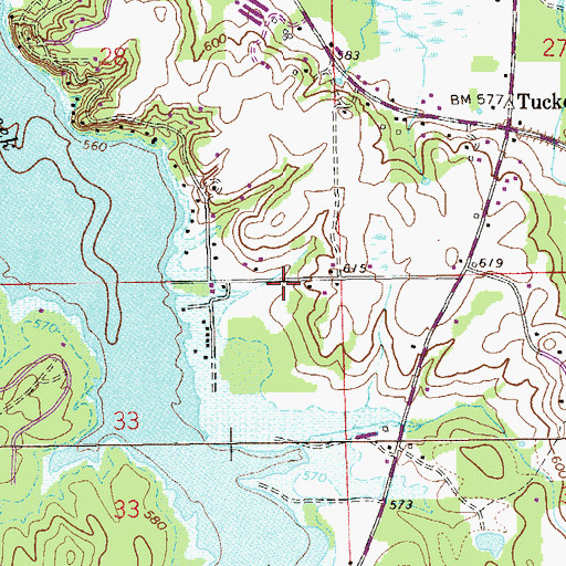 Topographic Map of Spring Creek Volunteer Fire Department, AL
