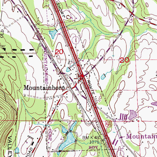 Topographic Map of Mountainboro Volunteer Fire Department Station 1, AL
