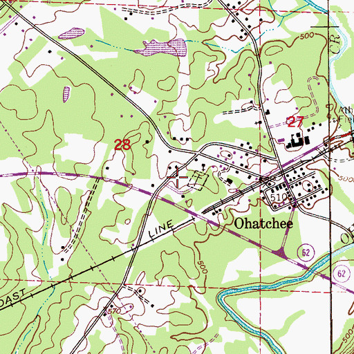 Topographic Map of Ohatchee Volunteer Fire Department, AL