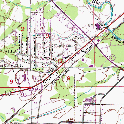 Topographic Map of Attalla Fire and Rescue Station 3, AL