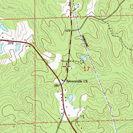 Topographic Map of Montgomery Volunteer Fire Department, AL
