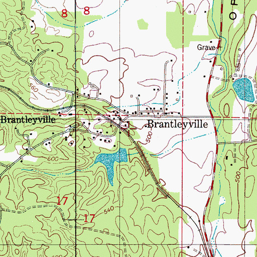 Topographic Map of County 17 Volunteer Fire Department, AL