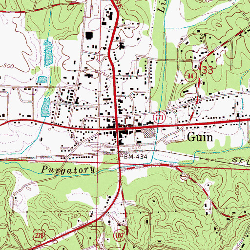 Topographic Map of Guin Fire Department, AL
