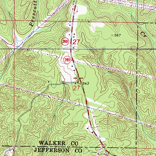 Topographic Map of Copeland Ferry Pumpkin Center Fire Department, AL