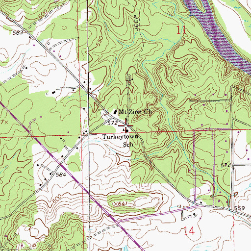 Topographic Map of Coates Bend Volunteer Fire Department, AL