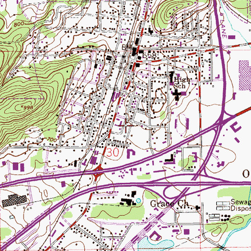 Topographic Map of Oxford Fire Department Station 1, AL