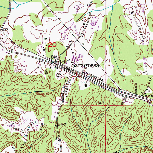 Topographic Map of Saragossa Volunteer Fire Department, AL