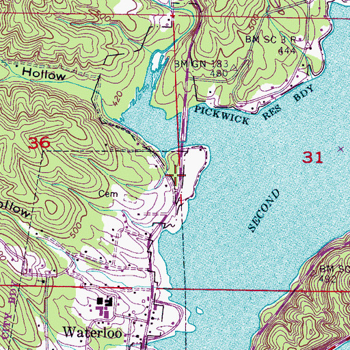 Topographic Map of Waterloo Volunteer Fire and Rescue Department Station 1, AL