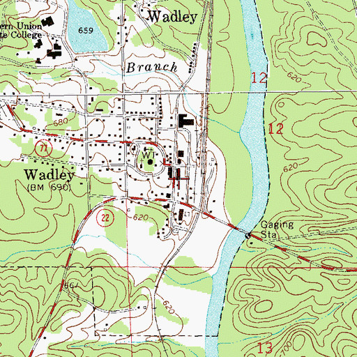 Topographic Map of Wadley Volunteer Fire Department, AL