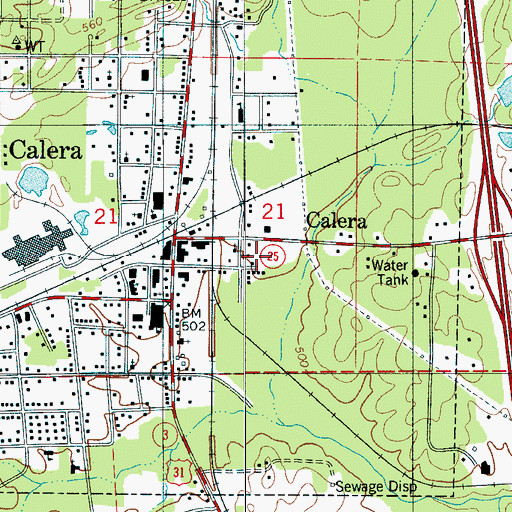 Topographic Map of Calera Fire and Rescue Station 1, AL