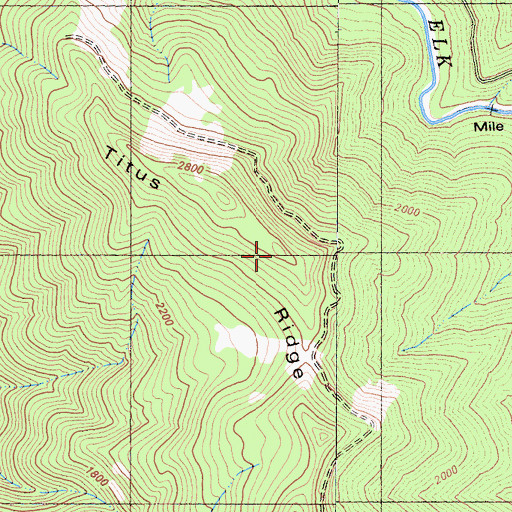 Topographic Map of Titus Ridge, CA