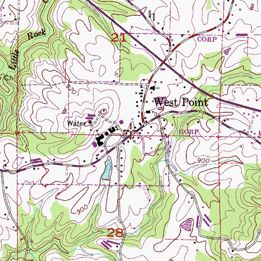 Topographic Map of West Point Volunteer Fire Department, AL