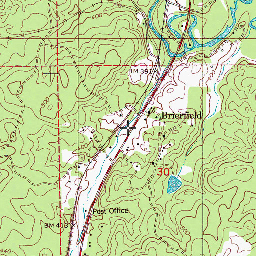 Topographic Map of Brierfield Volunteer Fire Department, AL