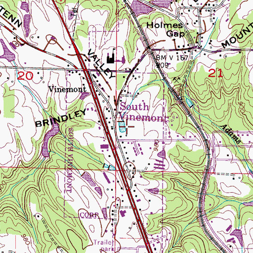 Topographic Map of Vinemont - Providence Volunteer Fire Department Station 2, AL